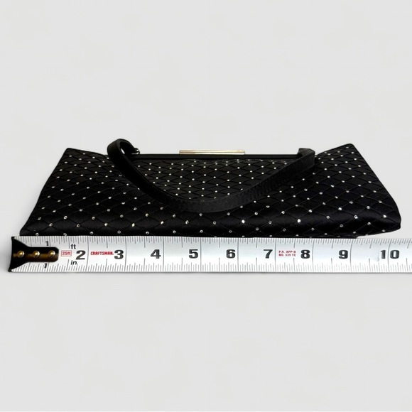 Zoe Adams Black Satin Studded Evening Bag Clutch Shoulder Purse - Picture 8 of 9